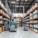 Entrepôt moderne de BKTrading avec équipements d'emballage